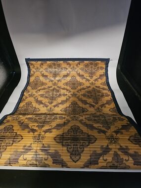 Unique Vintage Gold and Brown Bamboo Table Runner with Damask Pattern